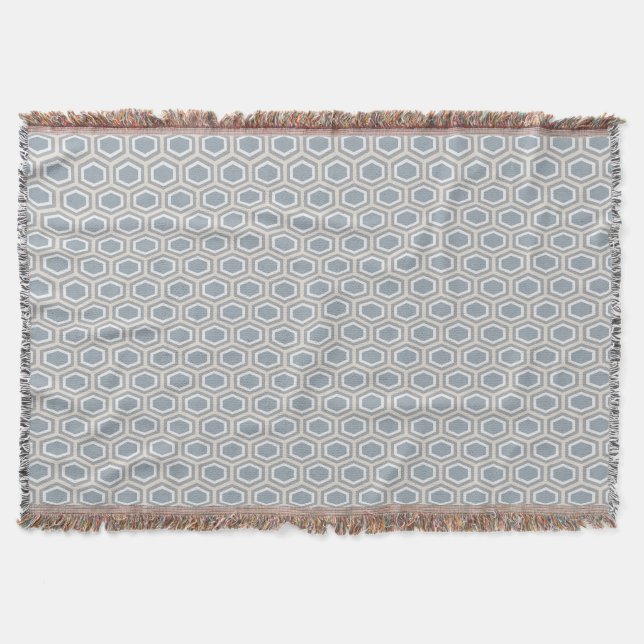 Couverture Gris bleu Tan de motif d'hexagone de tortue (Devant)