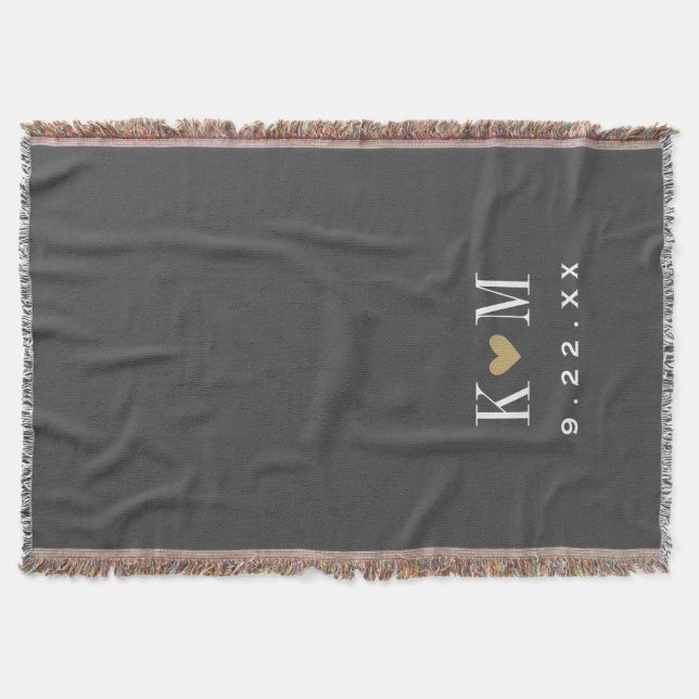 Couverture Gris et or Mariage moderne Monogramme (Devant)