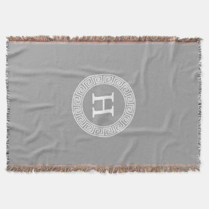 Couverture Gris foncé blanc clé grecque cadre Rnd initial Mon