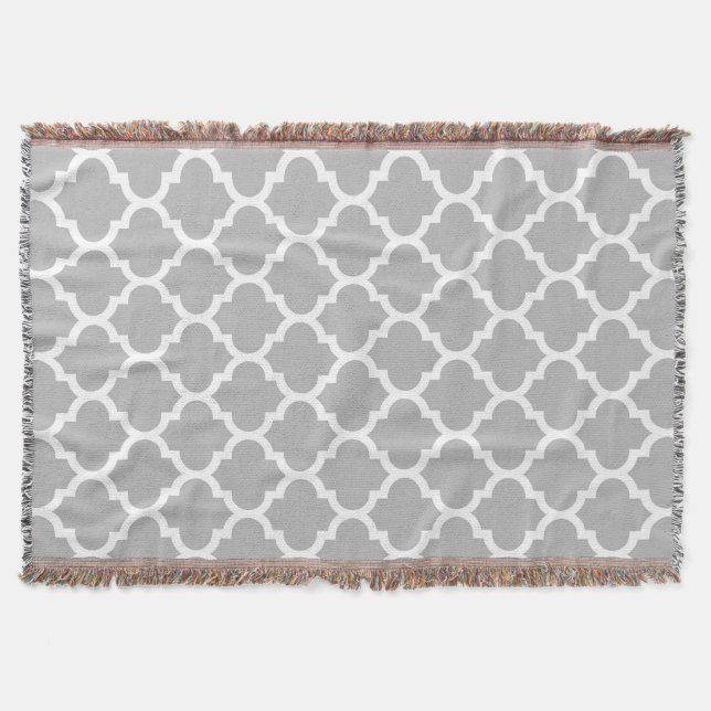 Couverture Gris Gris Blanc Marocain Quatrefoil Motif #5 (Devant)