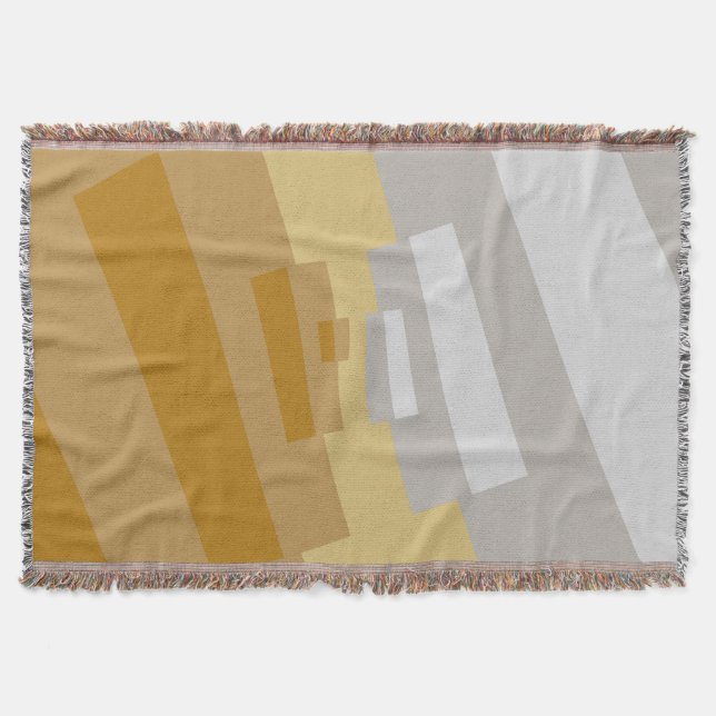 Couverture Gris Jaune, Argent Moderne Art Géométrique Abstrai (Devant)