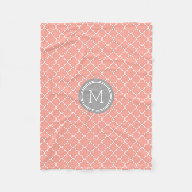 Couverture grise de corail de monogramme de motif (Devant)