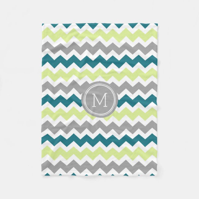 Couverture grise de monogramme de motif de Chevron (Devant)