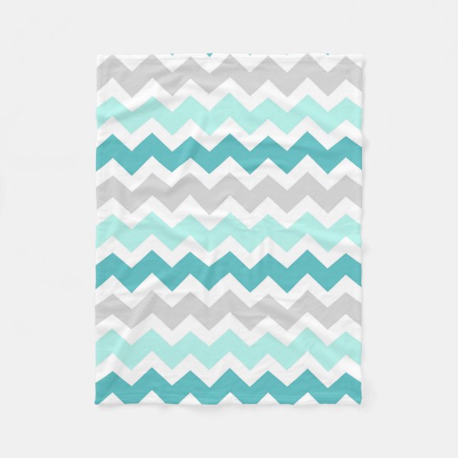 Couverture grise turquoise de motif de Chevron (Devant)