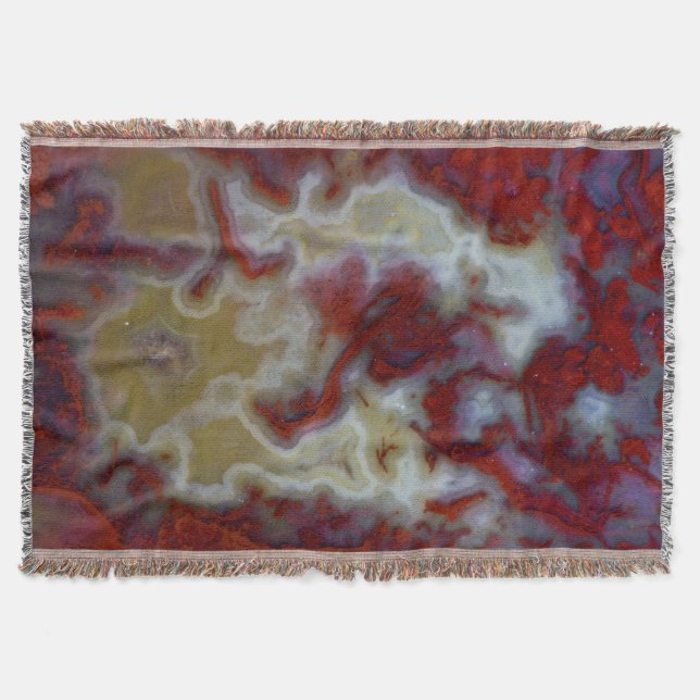 Couverture Gros plan sur une dalle d'agate mousse rouge (Devant)