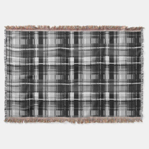 Couverture Grund Black Blanc Flannel Plaid Tartan Design