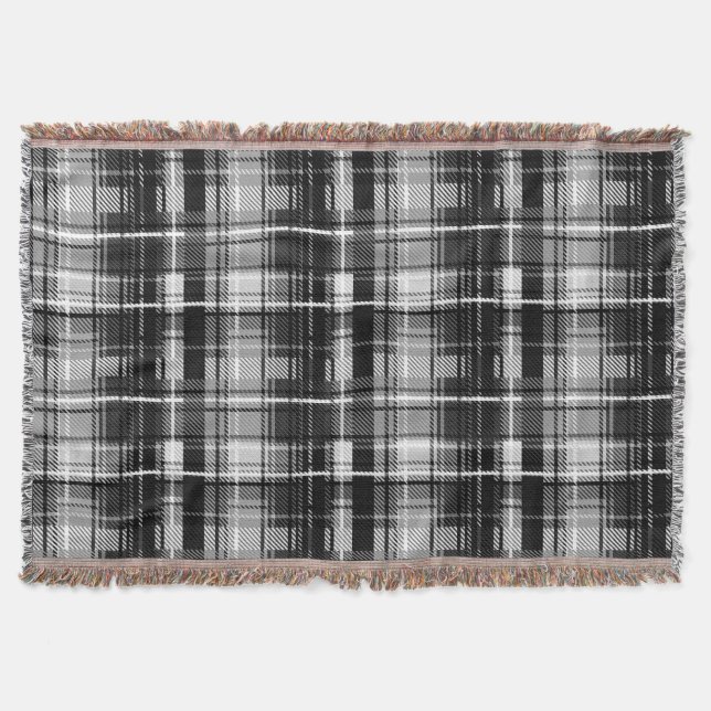 Couverture Grund Black Blanc Flannel Plaid Tartan Design (Devant)