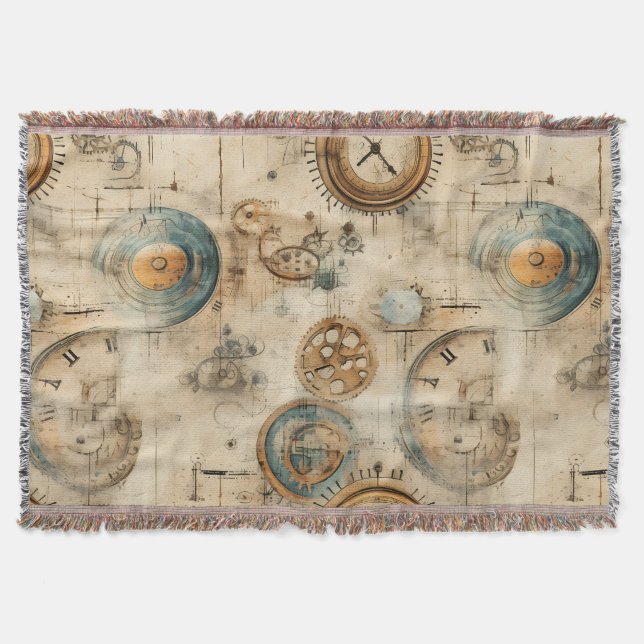 Couverture Grunge Rustic Steampunk Horloge (7) (Devant)