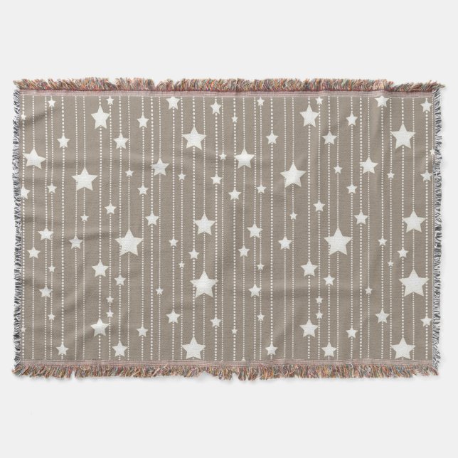 Couverture Guirlande d'étoiles naturelles beige et blanc (Devant)