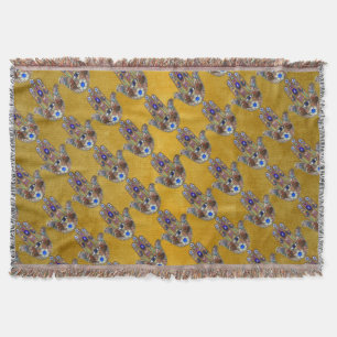 Couverture Hamsa Coeurs Fleurs Opal Art sur Or