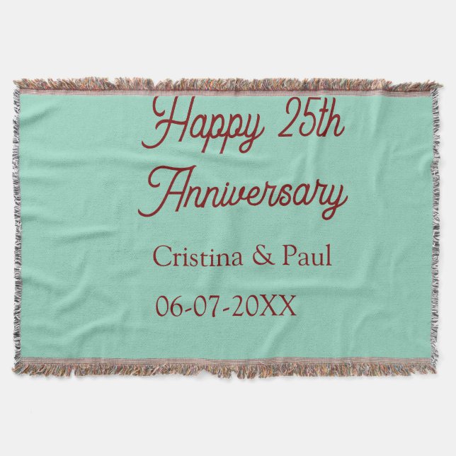 Couverture Happy 25th aniversary green mauve pastel boho retr (Devant)