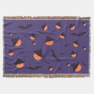 Couverture Happy Halloween Citrouille & chauves-souris lancer