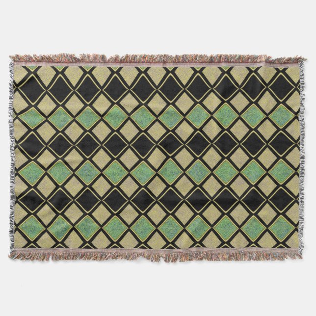 Couverture Harlequin Pattern in Gold, Green, and Black  (Devant)
