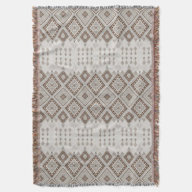 Couverture Harmonie Désertique Marron Géométrique Tribal Maro (devant Vertical)