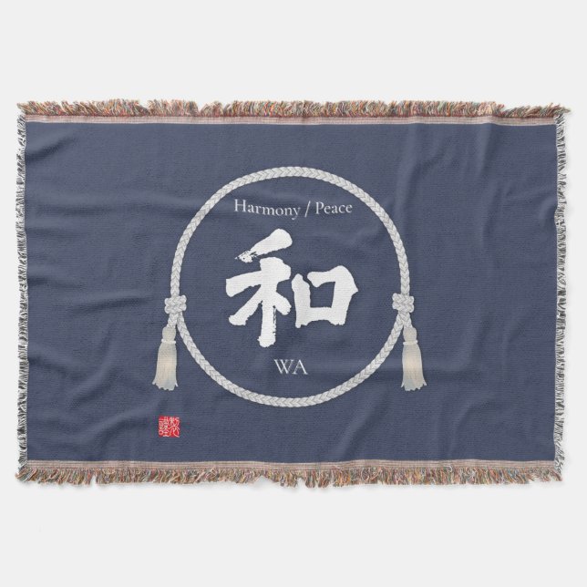 Couverture Harmony & Peace – Japanese Kanji Throw Blanket (Devant)