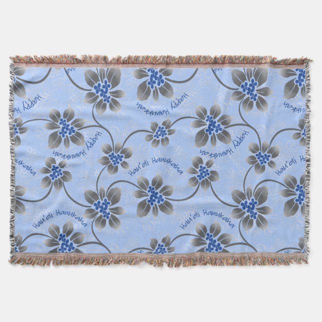 Couverture Hawaiian Holly Hanoukka Blue Floral (Devant)