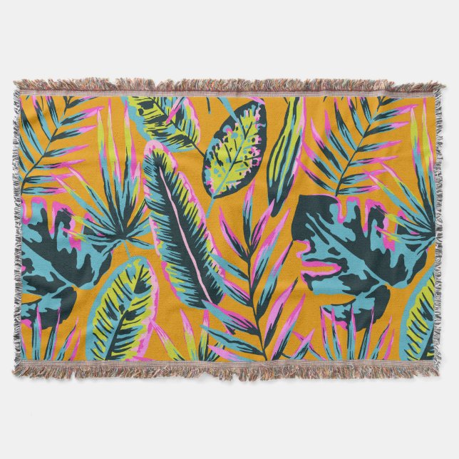 Couverture Hawaiian Tropical Feuilles Et Plante Imprimer Moti (Devant)