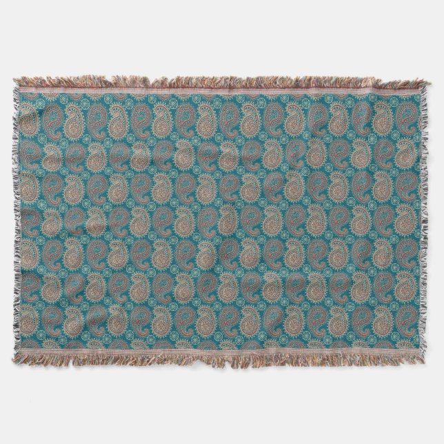 Couverture Heffalumps Rouge Bleu Beige Paisley Lancer la couv (Devant)