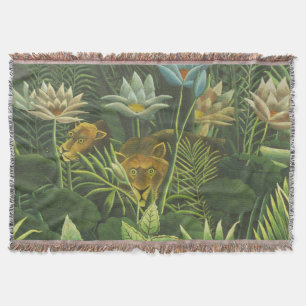 Couverture Henri Rousseau Jungle Tropical Lion Impression Vin