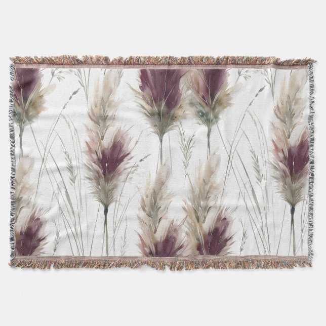 Couverture Herbes Floues Aquarelle Bourgogne (Devant)