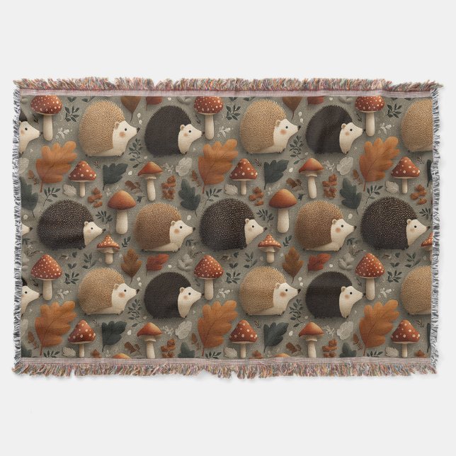 Couverture Hérisson et motif de champignon fantaisiste d'auto (Devant)