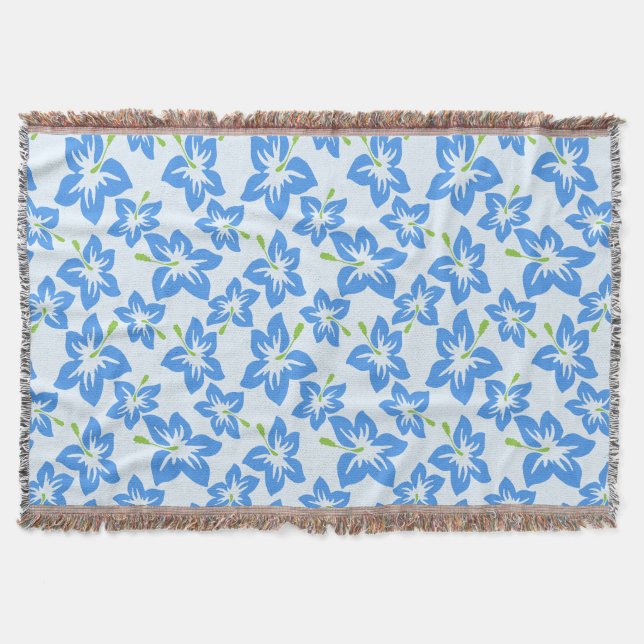 Couverture Hibiscus Bleu, Fleurs Bleues, Motif De Fleurs (Devant)