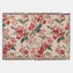 Couverture Hibiscus Floral Rose sur Rouge 