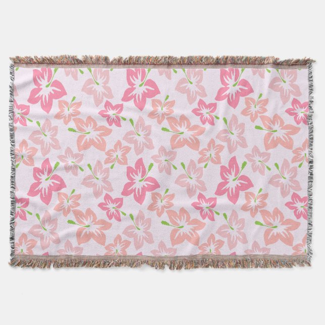 Couverture Hibiscus Rose, Fleurs Roses, Motif De Fleurs (Devant)