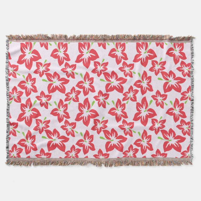 Couverture Hibiscus Rouge, Fleurs Rouges, Motif De Fleurs (Devant)