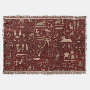 Couverture Hiéroglyphes égyptiens antiques cuir et or rouges