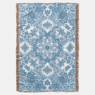Couverture Hiver Géométrique Icy Blue Snowflake Motif