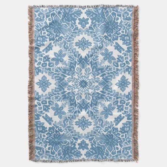 Couverture Hiver Géométrique Icy Blue Snowflake Motif (devant Vertical)