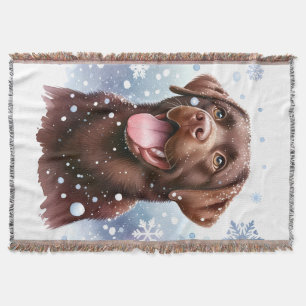 Couverture Hiver Labrador Retriever Dog Snowflics Holiday