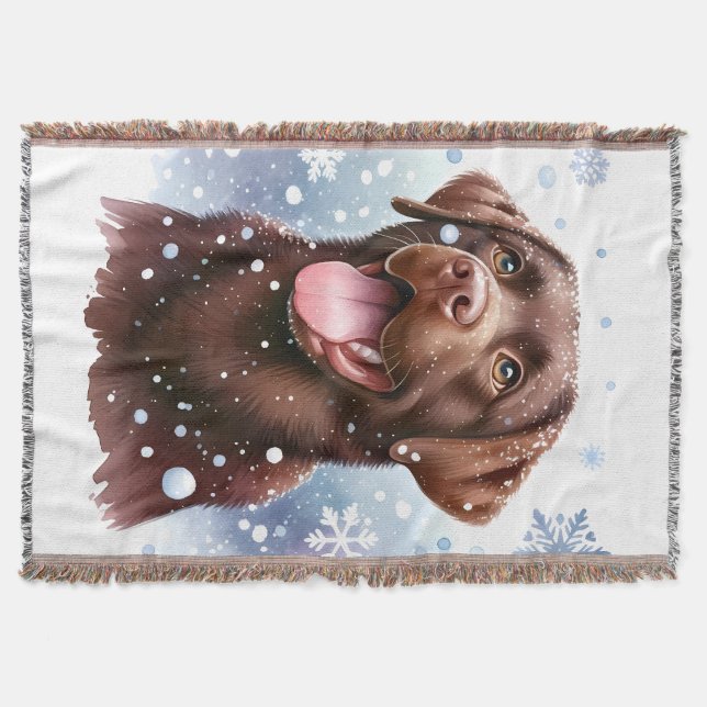 Couverture Hiver Labrador Retriever Dog Snowflics Holiday (Devant)