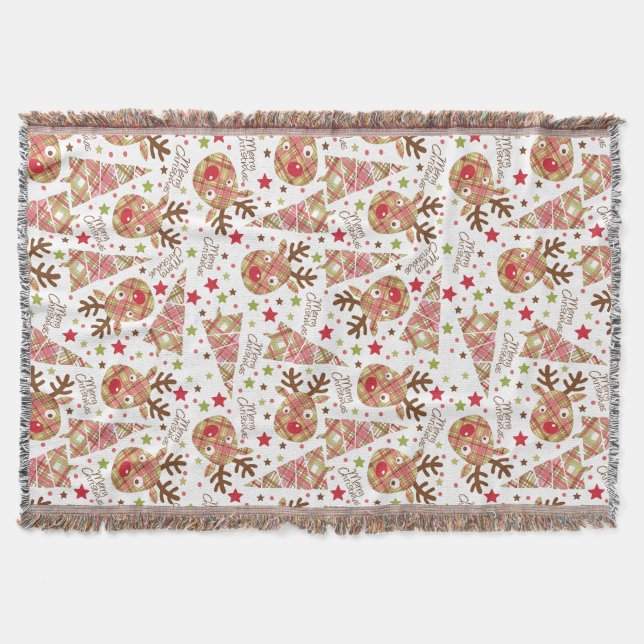 Couverture Homespun Joyeux Motif de Noël (Devant)