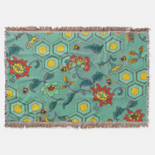 COUVERTURE HONEY ABEILLES, BEEHIVES, FLEURS DE PRINTEMPS BEEK