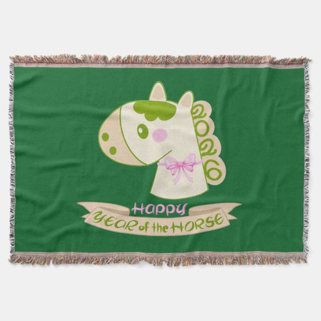 Couverture Horse Chinese New Year 2026 Cute Lucky Green  (Devant)