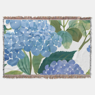 Couverture Hortensia Bleu Floral Aquarelle Côté Mer
