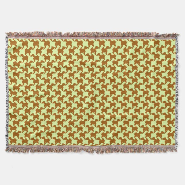 Couverture Houndstooth en ocre jaune avec chiens Jeter la cou (Devant)