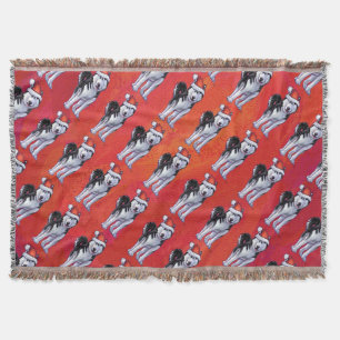 Couverture Husky à Santa Hat Sur Rouge