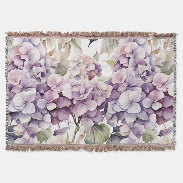 Couverture Hydrangeas aquarelle rose violet élégant  (Devant)