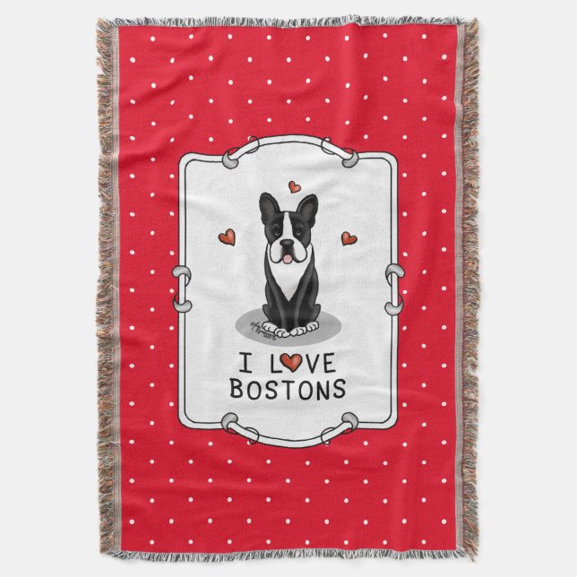 Couverture I Love Bostons Boston Terriers (noir et blanc) (devant Vertical)