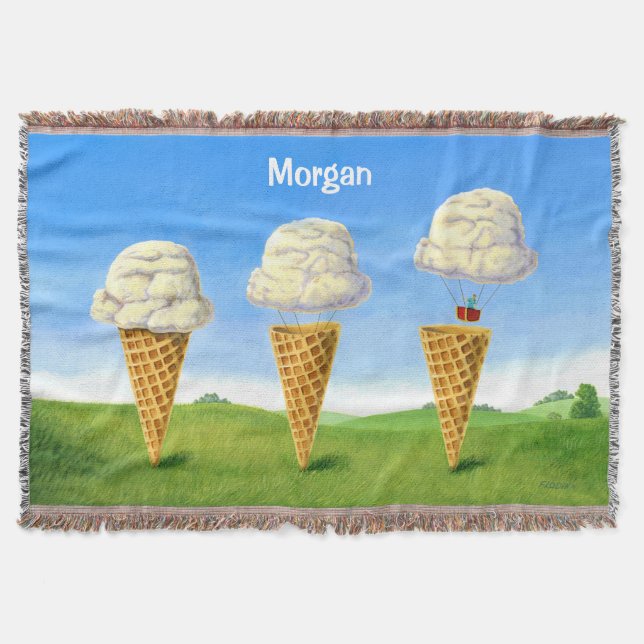 Couverture Ice Cream Cone - Hot Air Balloon Whimsical Art (Devant)
