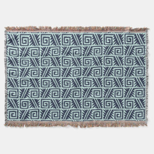 Couverture Ikat Aztec Tribal - Indigo et bleu clair