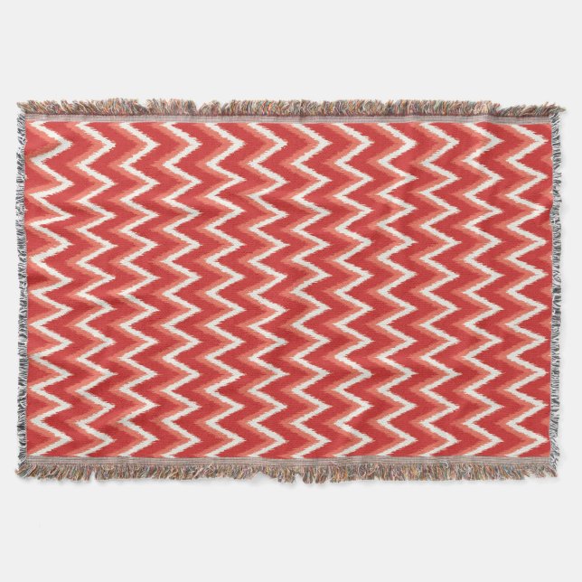 Couverture Ikat Chevron Stripes - Rust Orange et Blanc (Devant)