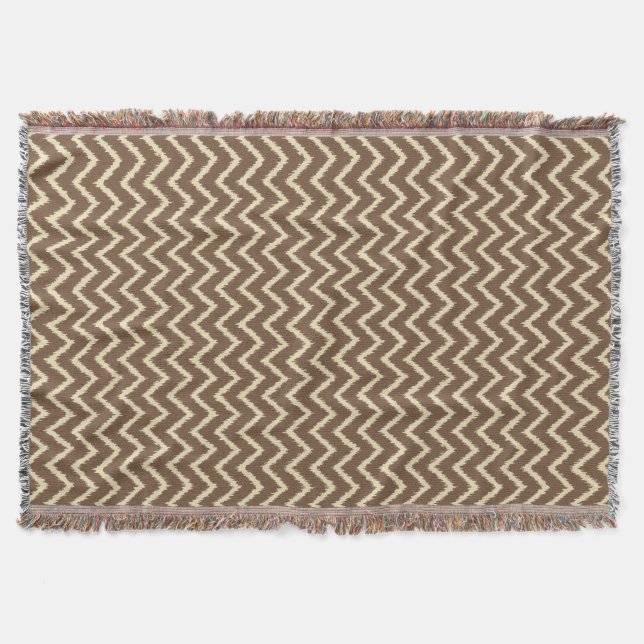 Couverture Ikat Chevrons - Chocolat brun et bronze (Devant)