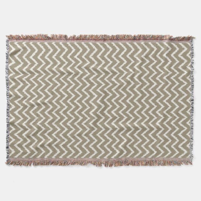 Couverture Ikat Chevrons - Taupe tan et beige (Devant)