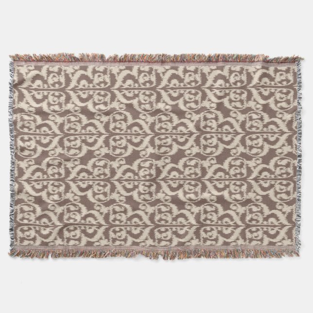 Couverture Ikat Moorish Damask - beige et taupe (Devant)