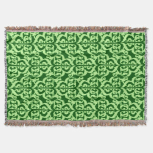 Couverture Ikat Moorish Damask - vert pin et menthe