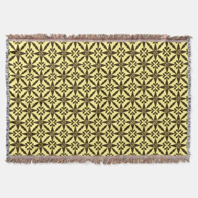Couverture Ikat Star Motif - Brown et jaune (Devant)
